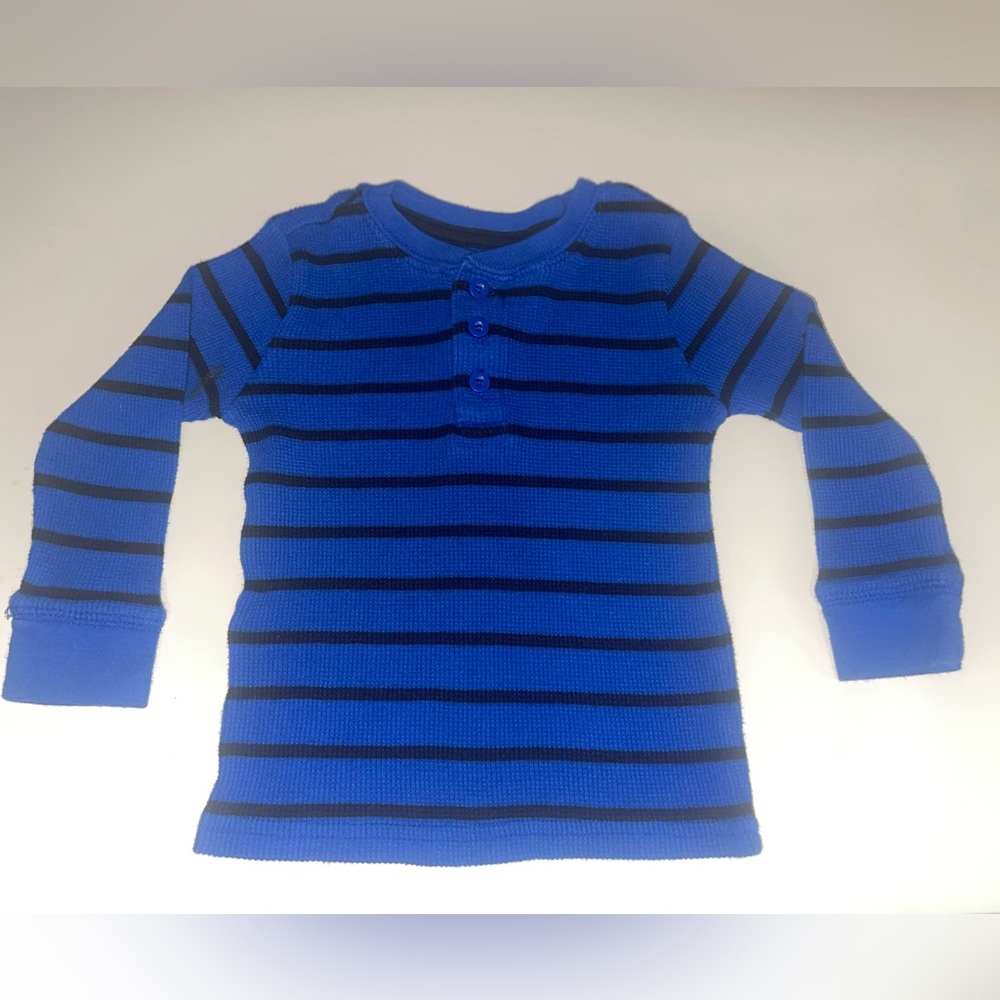 Garanimals 3T Boys Stripped Blue and Black Long Sleeve Shirt